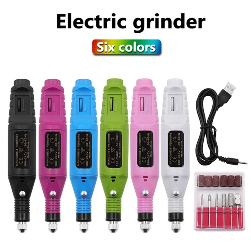 

Electric Drill USB Manicure Pen Sander Polisher with 6pcs Drills Sand Bands