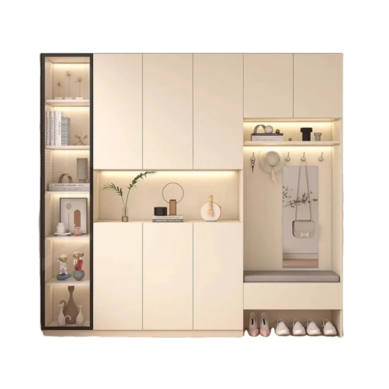 

custom，2024 Custom Modern Simplicity Wind New Shoe Cabinet Glass Cabinet One Solid Wood Multi-Layer Entry Door Porch Cabinet
