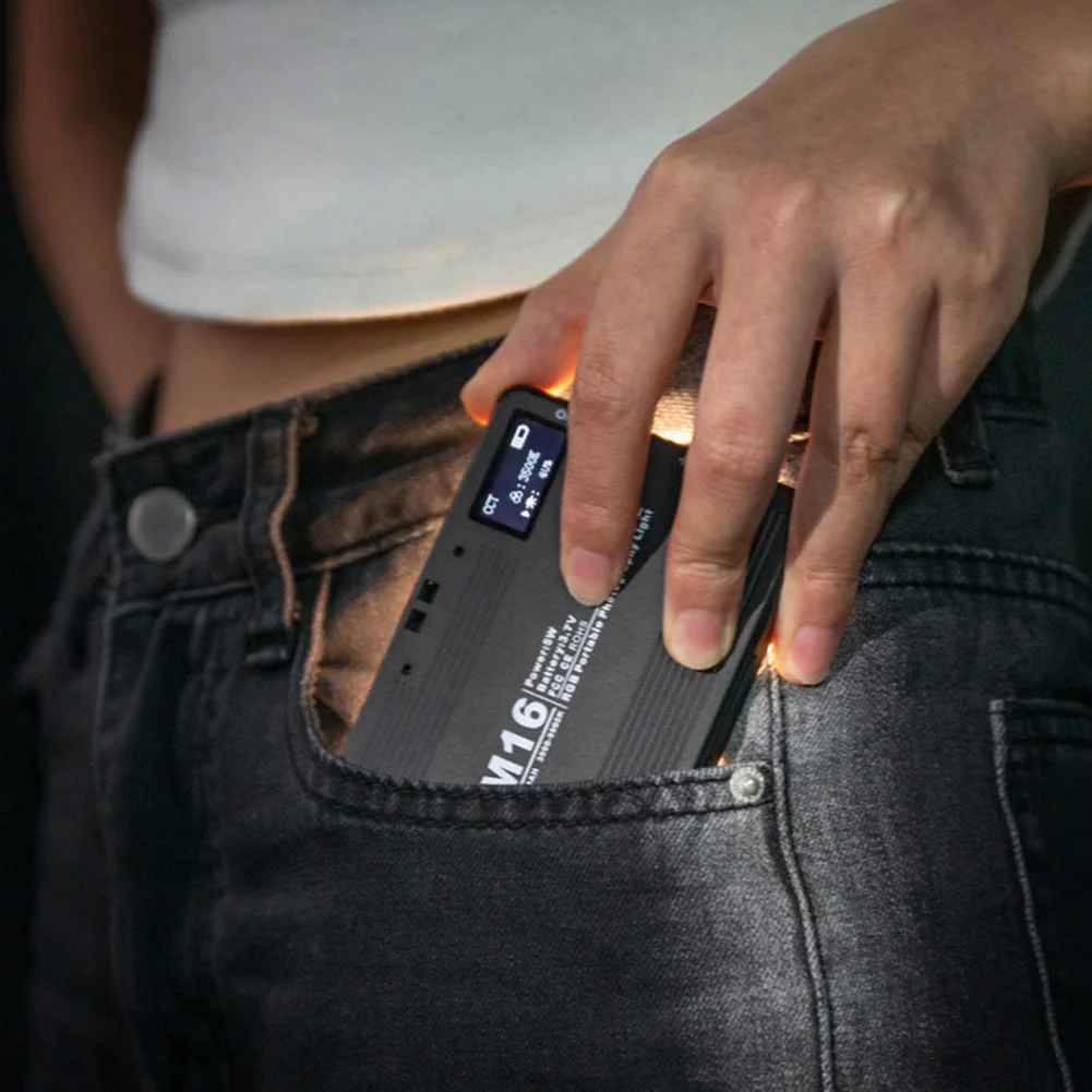 LED 비디오 라이트 RGB LED 비디오 라이트, C 타입 충전식, 조도 조절 사진 채우기 램프, 카메라 브이로그용, 3000-9900K, 1500mAh