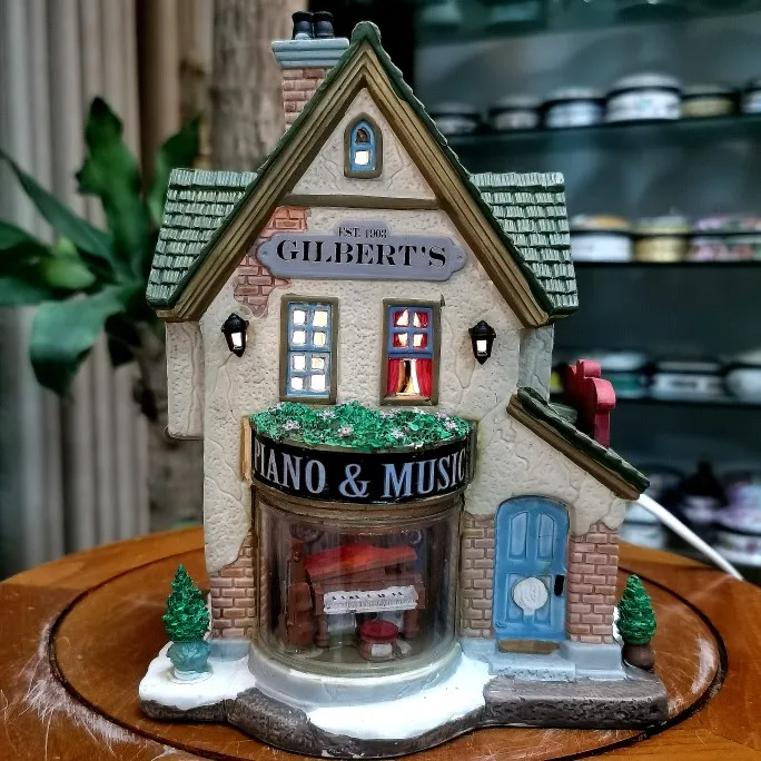 

Creative Ceramic Night Light House Figures Miniature Version of European Building Home Furnishing Living Room Ornaments Gifts