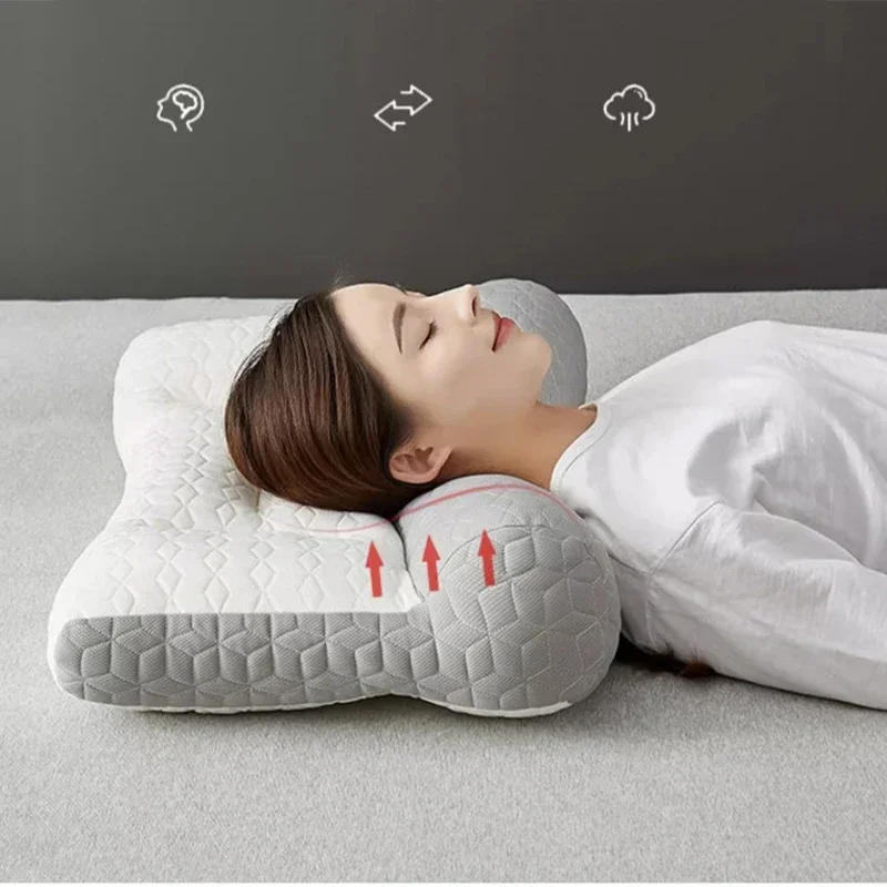 48X74cm Latex Sheet Anti-traction Pillow Aid Sleep Cervical Spine Down Fiber Filled Orthopedic Soft Protection Cushion Bedding