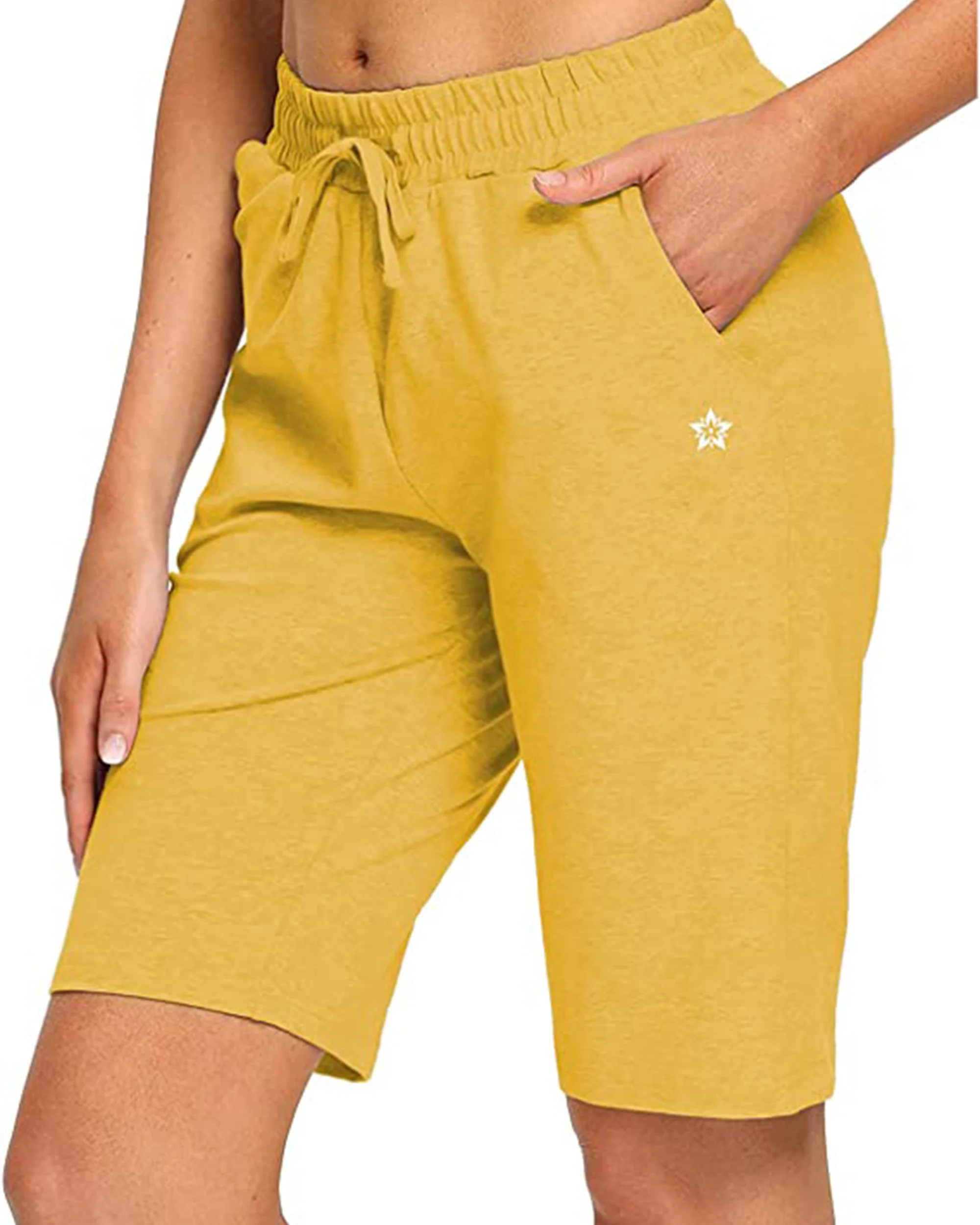 

SPRING SEAON Women Summer High Waist Wide Leg Short Pants Casual Knee Length Pants Pure Cotton Outdoor Leisure Beach Pant