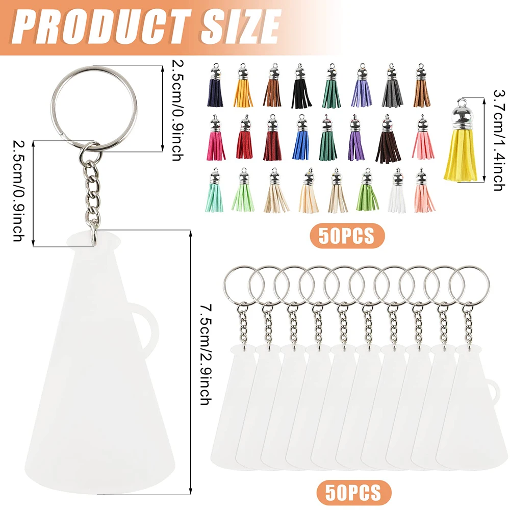 120pcs Acrylic Keychain Blanks Key Chain Making Kit with Acrylic Blanks  Tassels&Jump Ring for DIY Keychain