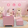 Kids Sofa with Ottoman, 2 Seat Toddler Upholstered Couch, Children Armrest Chair Lounge for Nursery Kindergarten Kids Room 6