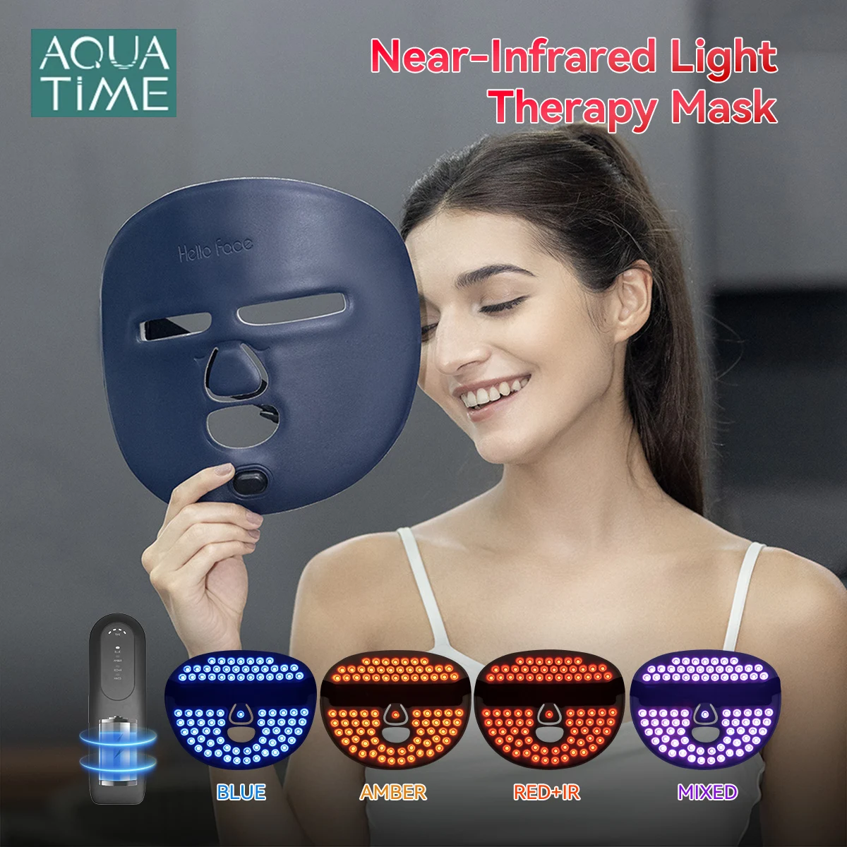 Hello Face M500 850nm Near infrared LED Red Light Therapy Mask 4 Colors 332 Light Sources Facial Beauty Soft Face Mask Skin Care