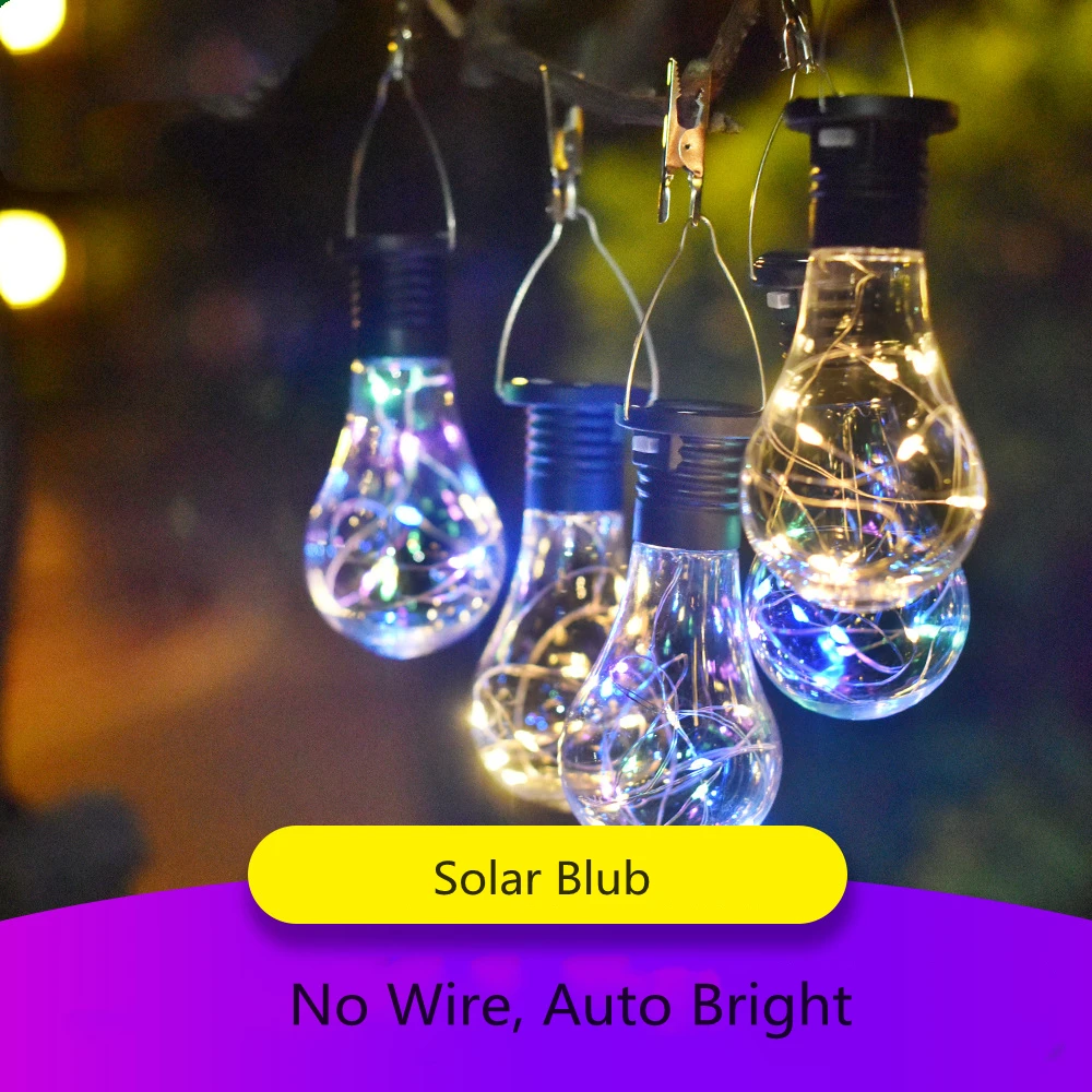 

4PCS/Lot Outdoor Hanging Solar Decor Bulb Rotating Waterproof Camping Led Light for Party Garden Yard Home Decorated
