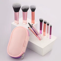 10 - Piece Mini Makeup Brush Set with Portable Bag (Multicolour with bag)