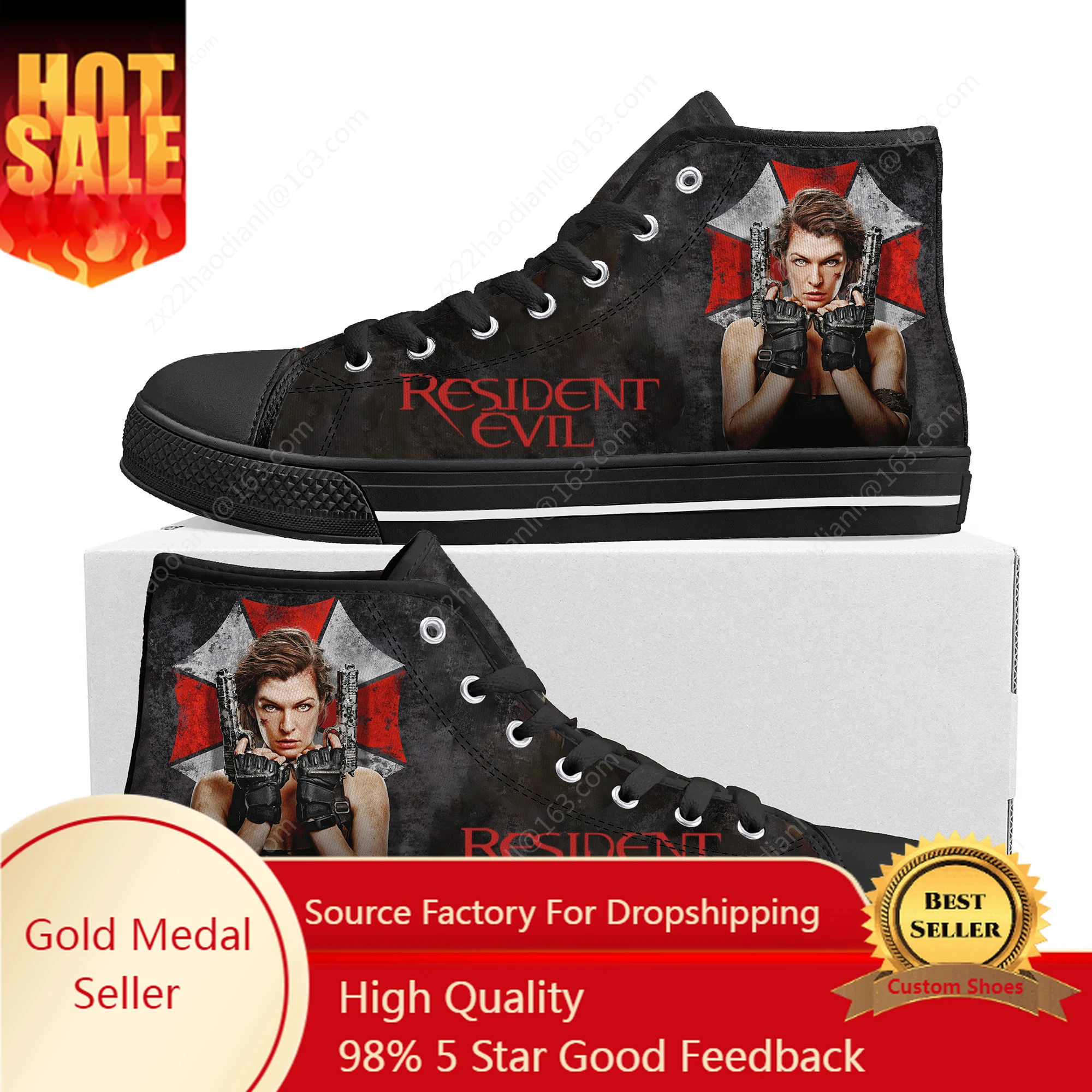 

Umbrella Corporation High Top Sneakers Mens Womens Teenager Zombie Horror Movie Canvas Sneaker couple Casual Shoe Custom Shoes