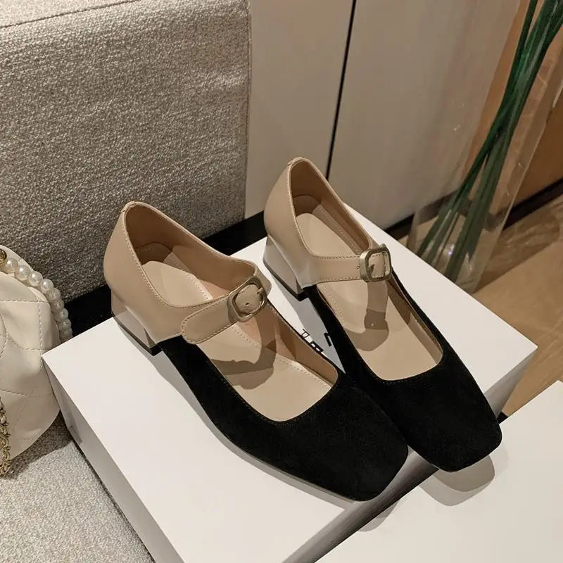 

Женские туфли из натуральной кожи, на толстом каблуке, Размеры 33-42