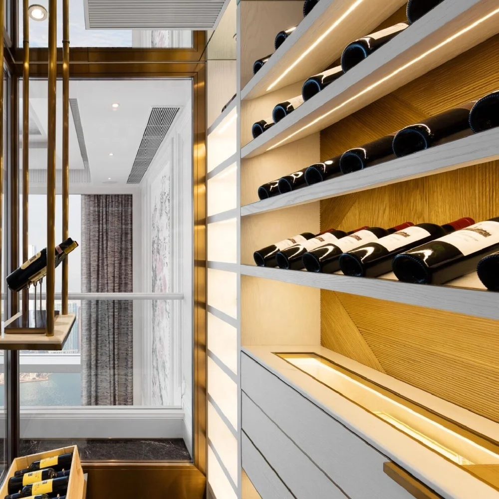 Whitewood Walk-in Wine Rack with Drawers, Modern Minimalist Color Display Cabinet, Wine Storage Room Cellar