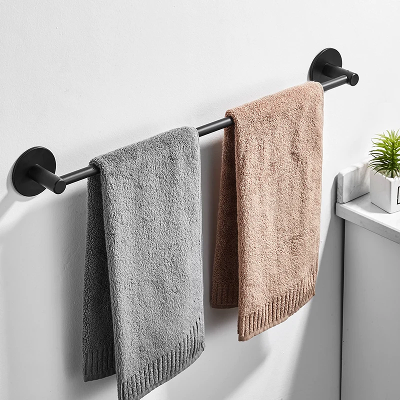 

Wall Mounted Single Towel Bar Black Towel Holder Bathroom Towel Hanger Shelf Bathroom Accessories