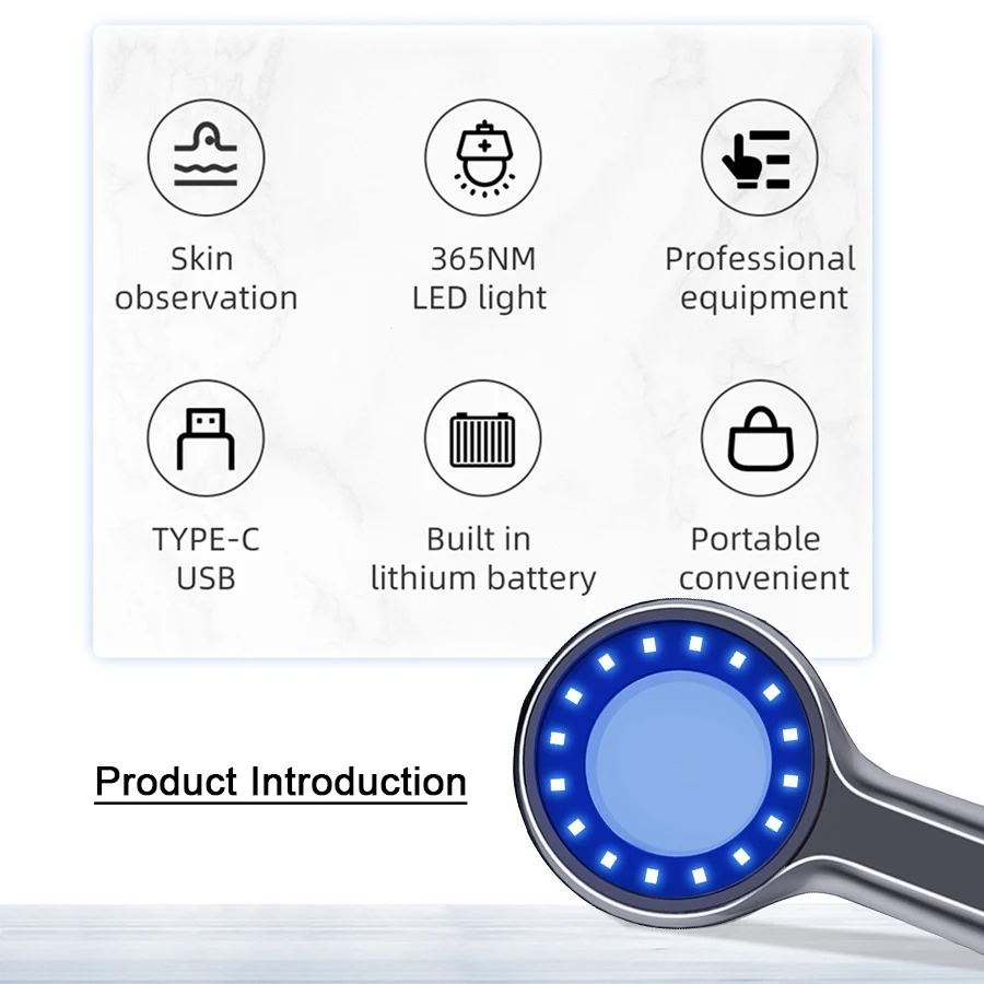 Woods Lamp Skin Tester Portable Facial Salon Beauty Analyzer UV Lamp Wood Dermatology For Analyzing Testing Examination