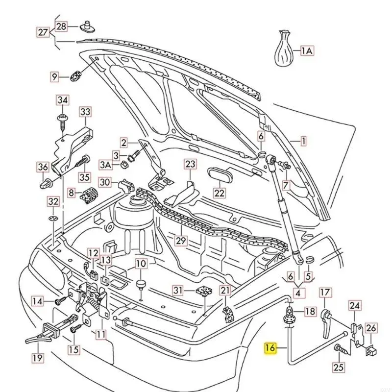 K0AF 보닛 릴리스 케이블 래치 MK4 1999-2005용 잠금 풀 릴리스 케이블