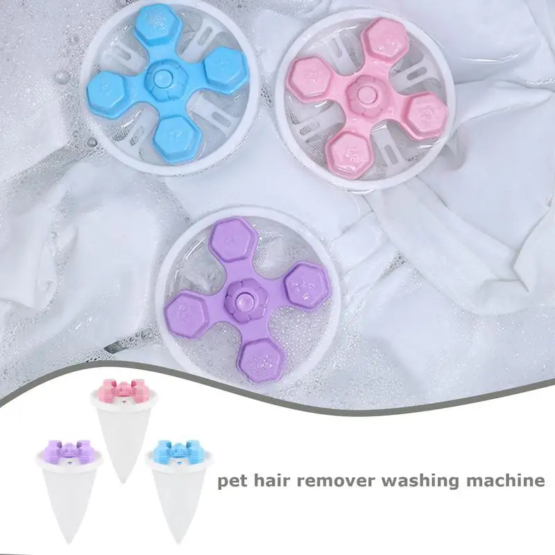 3PCS Laundry Balls Pet Hair Remover Washing Machine Catch Lint Filter Mesh Bag Hair Catcher 360 Degree Removes Lint