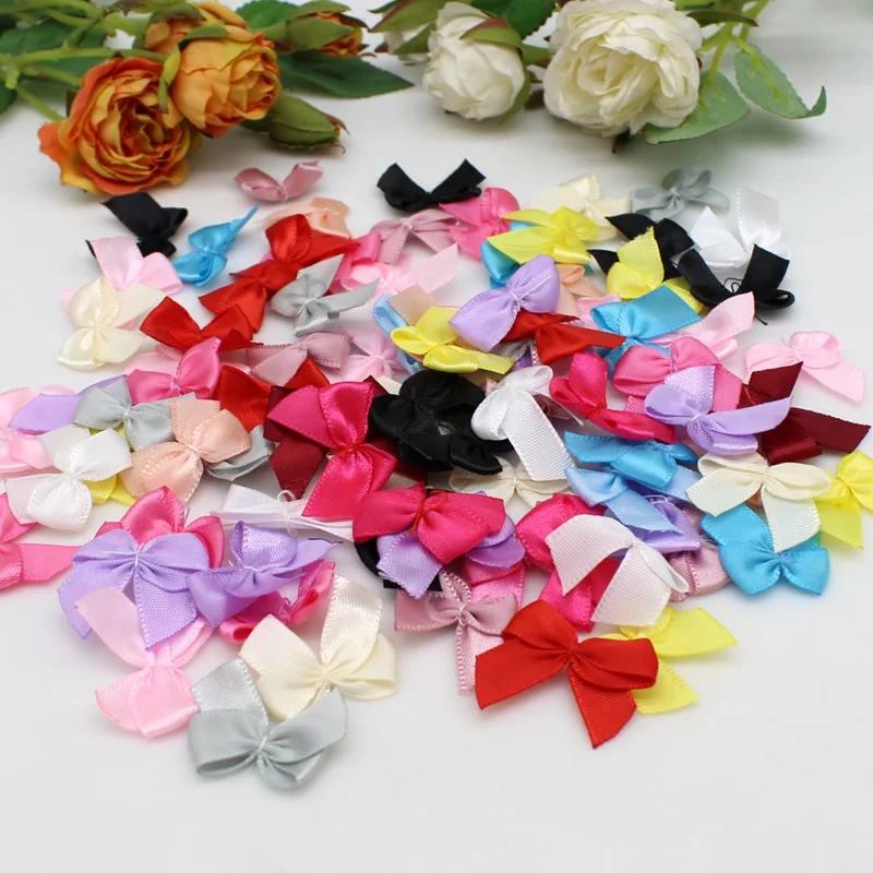 Ribbon Bow Decoration 50/100pcs Mix noeud ruban Satin Bows 25mm Hand Bow-knot Tie for Crafts Christmas Party