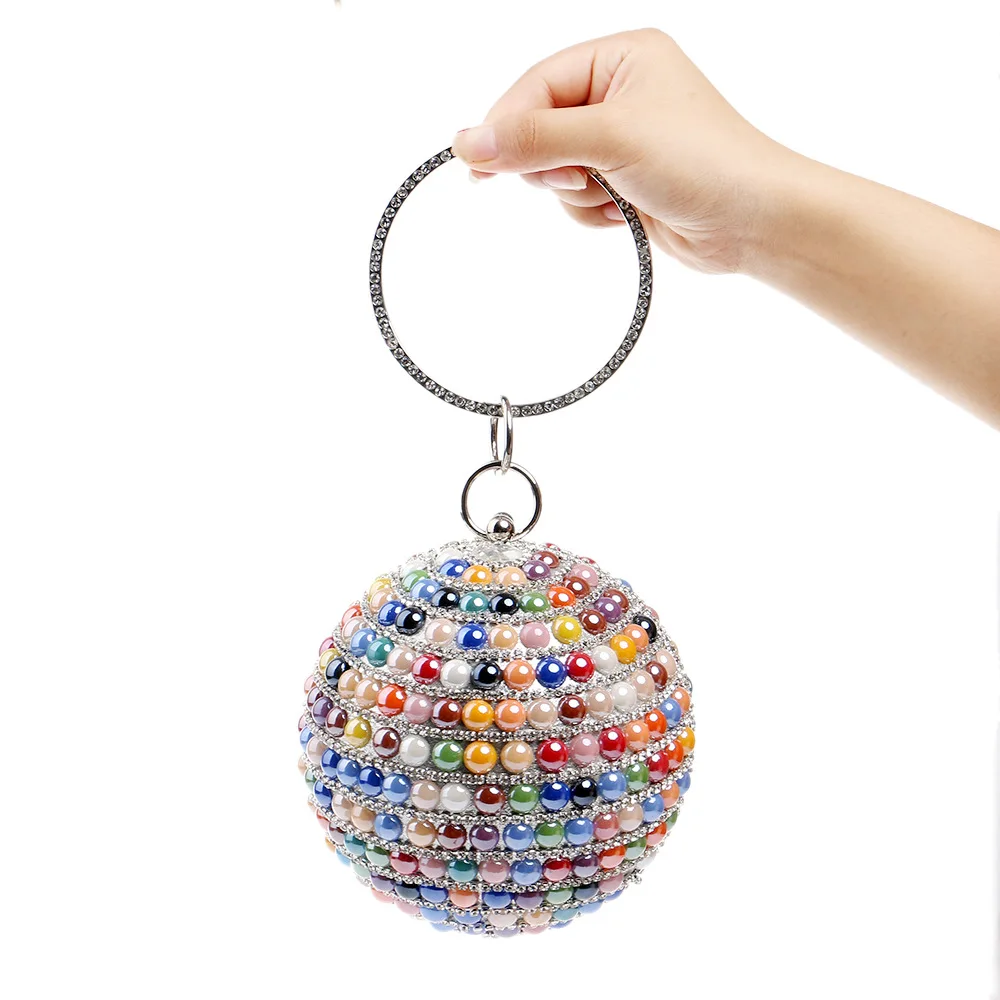 

Diamond Dinner Bag Women's Fashion Ball Round Banquet Bag Handheld Dress Evening Bag