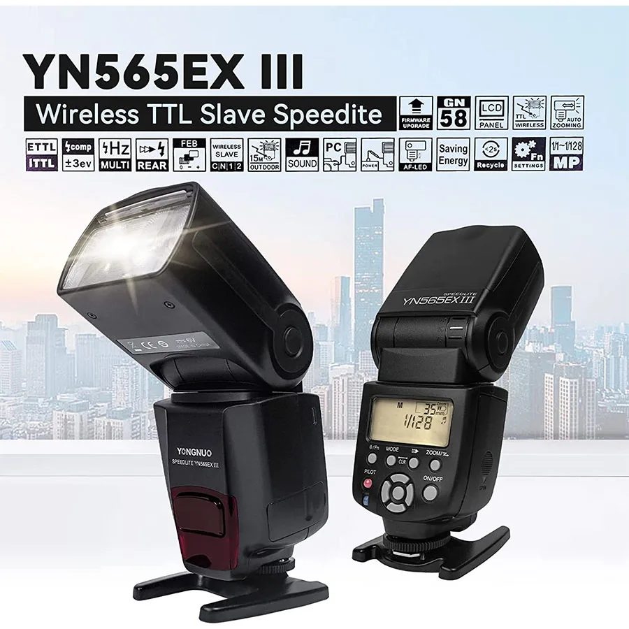 

YONGNUO YN565EX III N Flash Speedlite, Wireless Slave TTL Manual and Multi Mode HSS, Compatible with D7500 D7200 D7100 D7000 D56