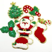 Buy New 1PC Iron On Patches Christmas Style Chenille Patches For Clothes Dress Jackets Cute Embroidery Project Craft Applique Online