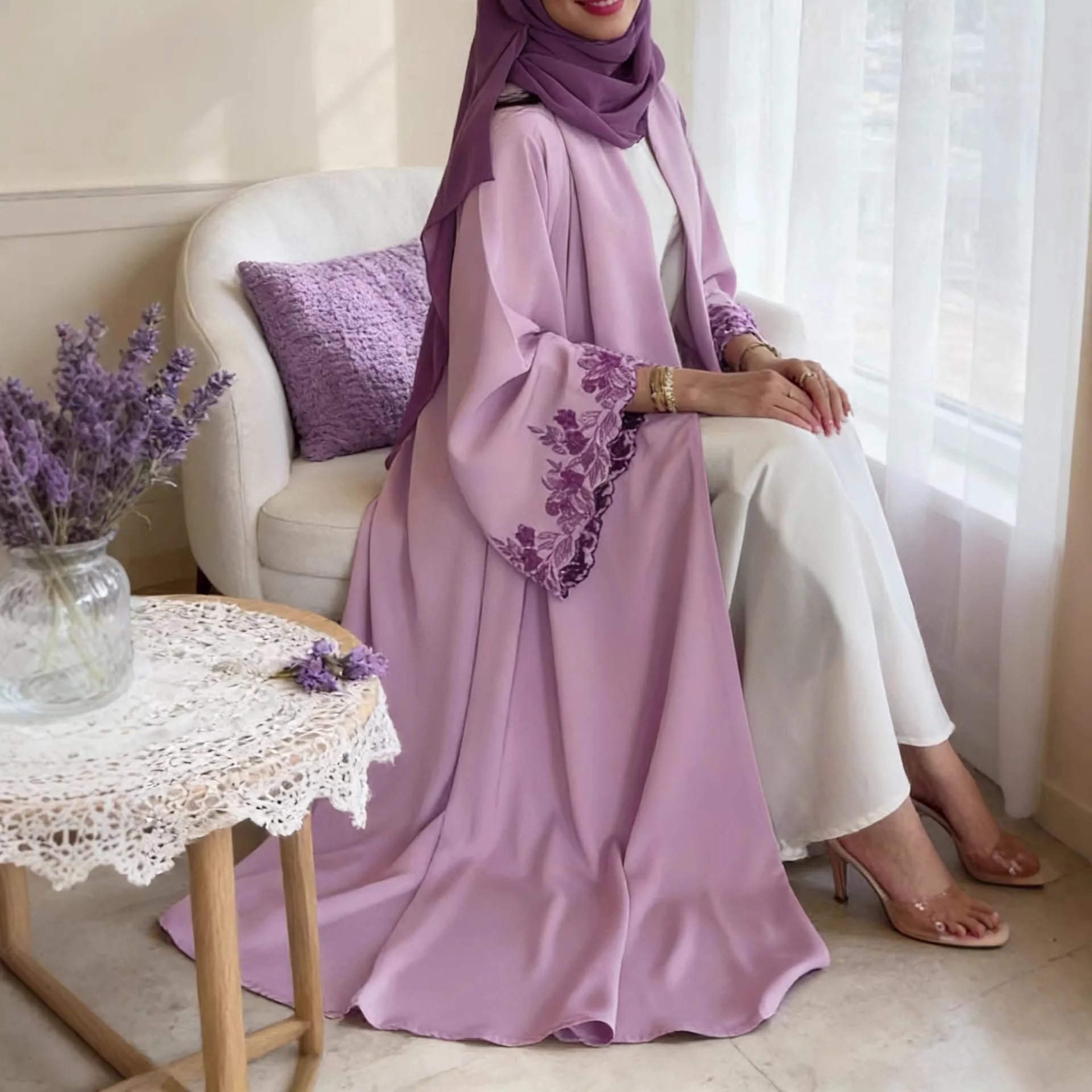 Dubai cardigan women's abayas for the Middle East, Muslim plain abaya, loose open outerwear, long cloak, Moroccan kaftan, dresses