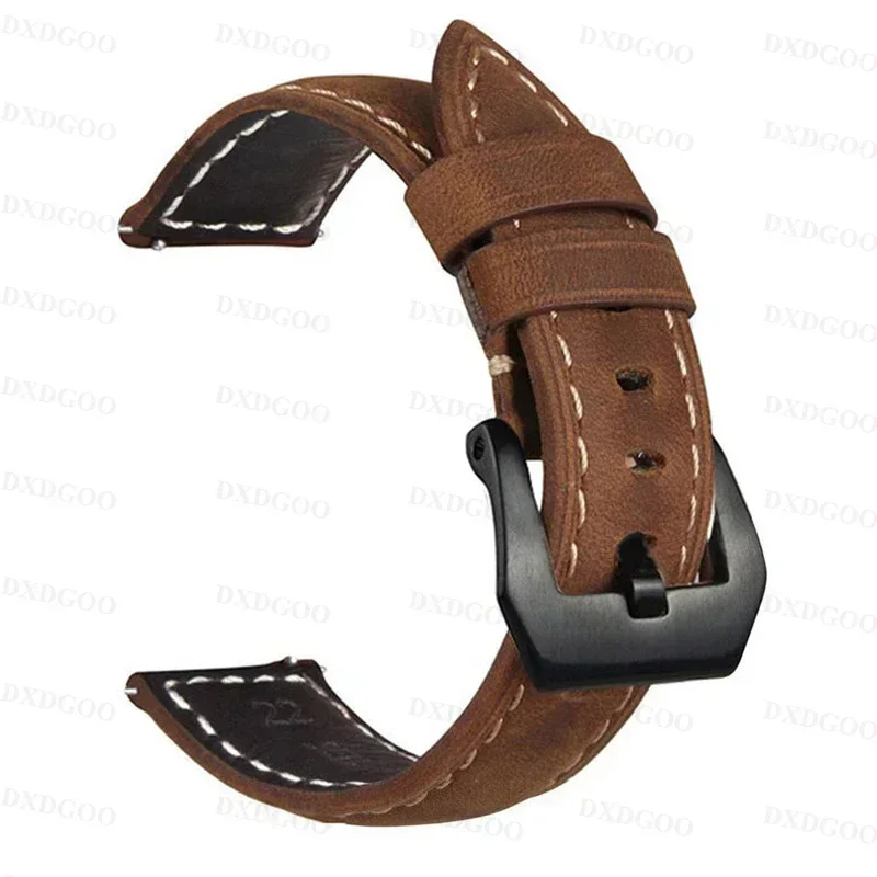 Premium Genuine Leather 22mm Quick Release Watchband - Retro Style Accessories
