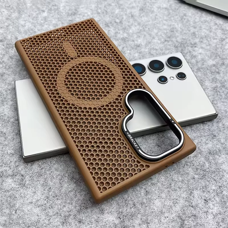 Luxury Breathable Mesh Magnetic Case with Lens Stand and Cooling Shockproof Cover