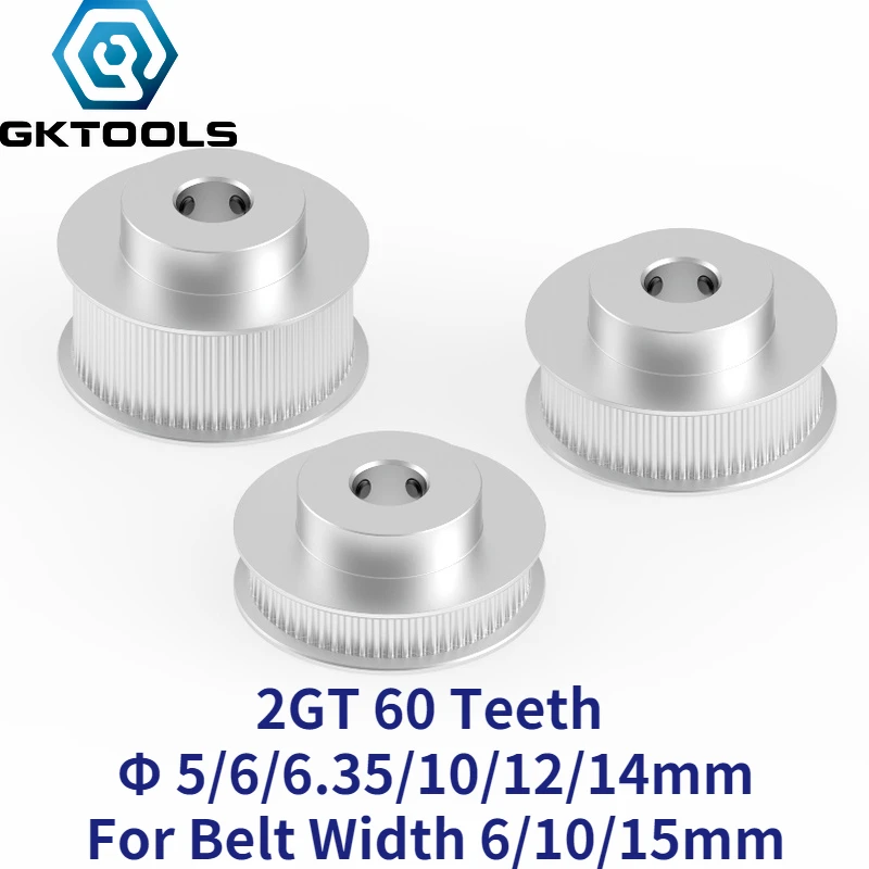 GKTOOLS GT2 Timing Pulley 2GT 60 Teeth Bore 5/6/6.35/8/10/12/14/15mm Synchronous Wheels Width 6/9/10/15mm Belt 3D Printer Parts |