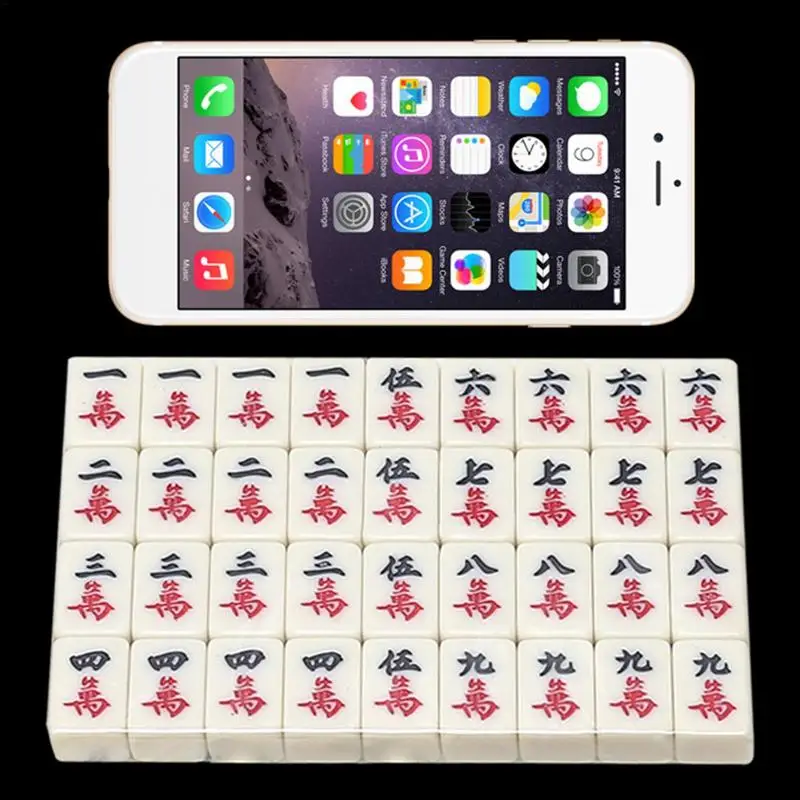 Chinese Mahjong Game Set 144 Numbered Melamine Small Tiles For Mahjong Traditional Easy Carry Toys Set For Chinese Style Game 3