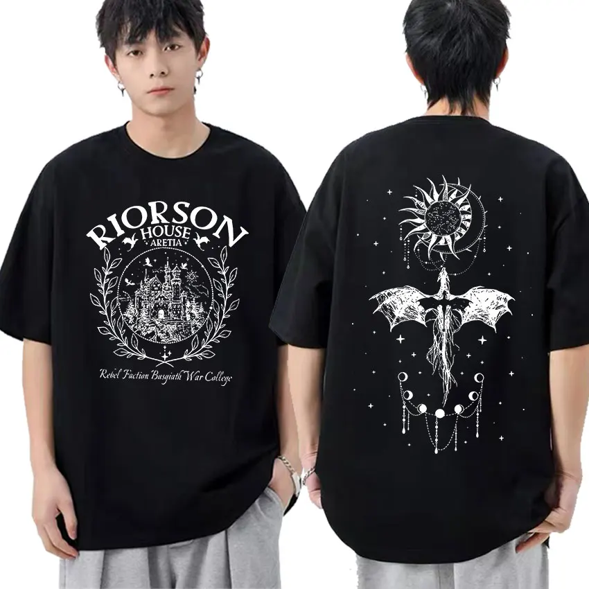 Basgiath War College Riorson House T-Shirt Dragon Rider Quarta Ala Estetica Retro T-Shirt Uomo Donna T-Shirt Oversize In Cotone