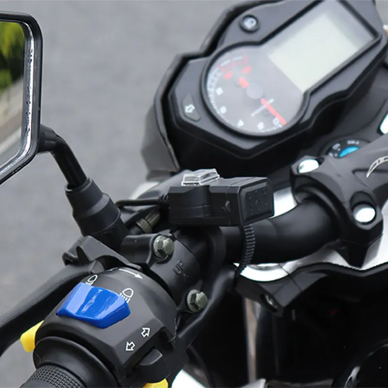 

Dual USB Port Motorcycle Phone Charger With Switch Handlebar Rearview Mirror Mounted 5V 1A/2.1A Power Adapter Waterproof