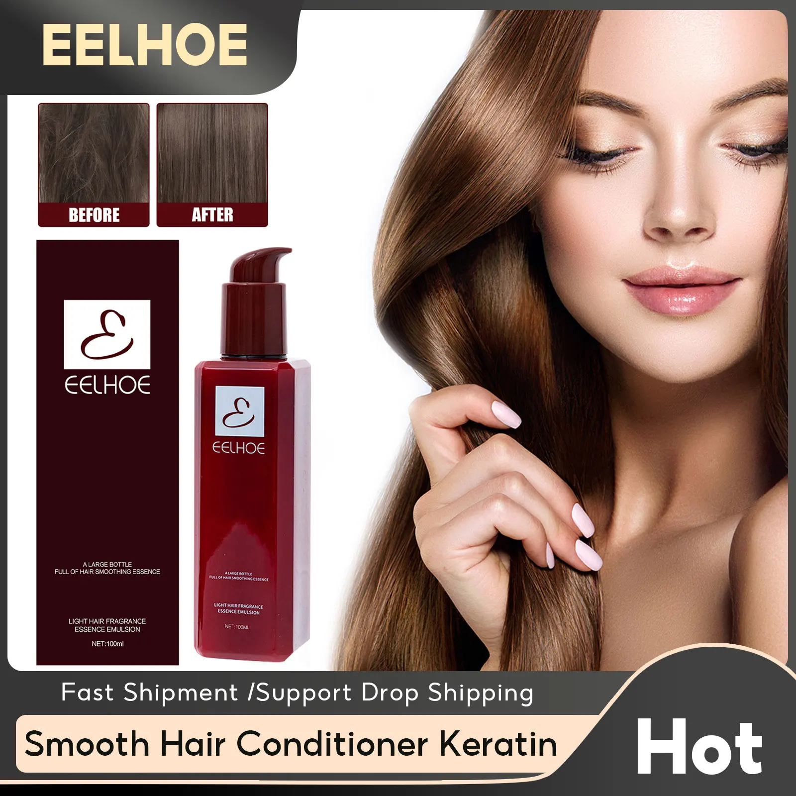 

Hair Smoothing Conditioner Keratin Leave-In Repair Damaged Moisturizer Soften Treatment Dry Straightening Curly Frizzy Hair Mask