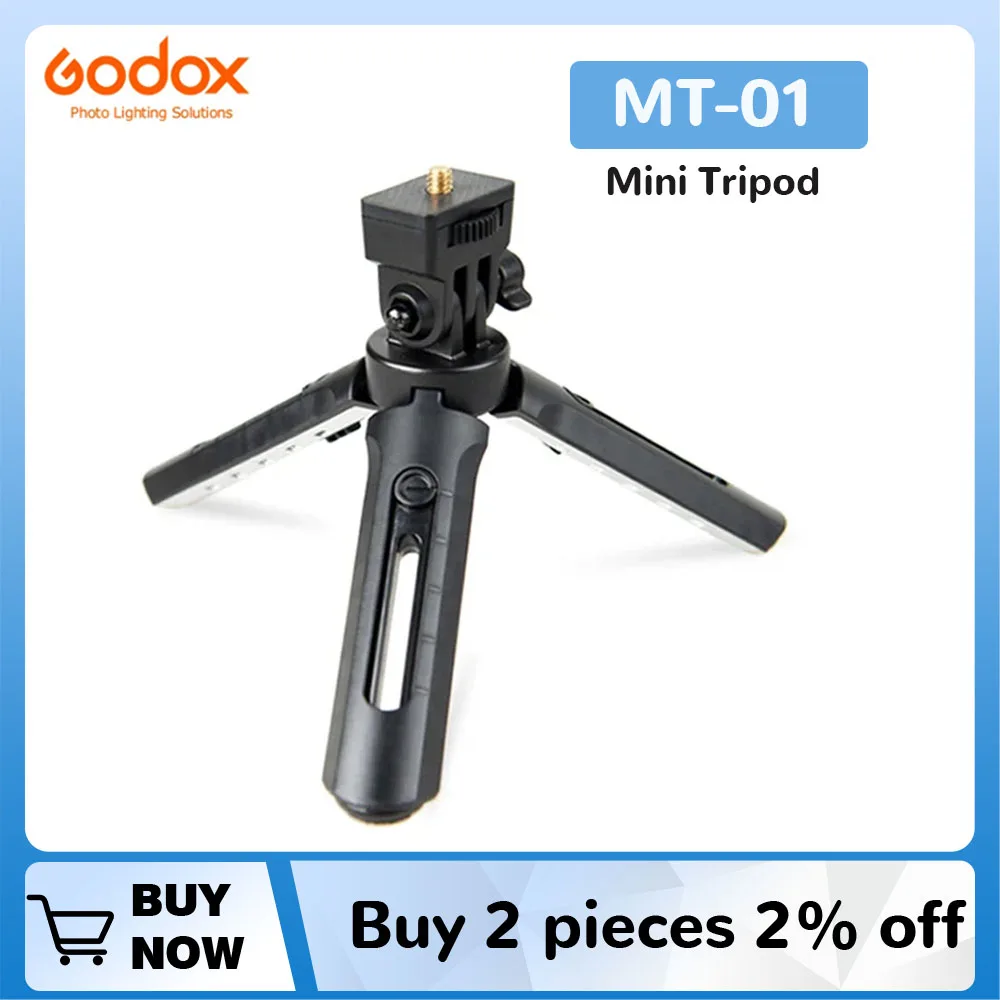 

Godox MT-01 Mini Tripod Folding Stand Desk Tripod with 1/4'' Screw for Godox AD200 Godox A1 Digital Camera, DSLR, Video Camera