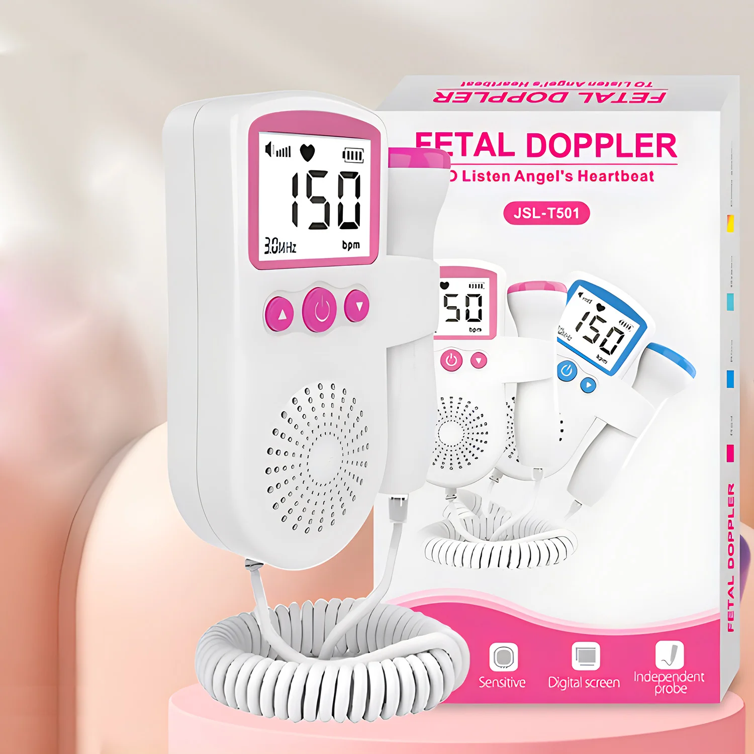Doppler Fetal Heart Rate Monitor 3.0MHz Home Pregnancy Baby Fetal Sound Detector No Radiation Digital Baby Heartbeat Monitor fetal heart rate monitor
