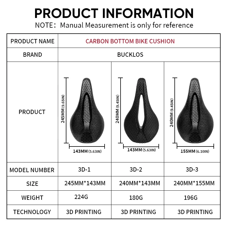 3D Printed Road Bike Saddle CARBON/Nylon Ultralight MTB Short Nose Seat Hollow P