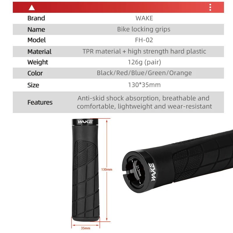 Wake Bicycle Grips Cycling Handlebar Lock On Bike Ergonomic Non-slip Handle Cover Bicycle Accessories for MTB BMX Mountain Bike