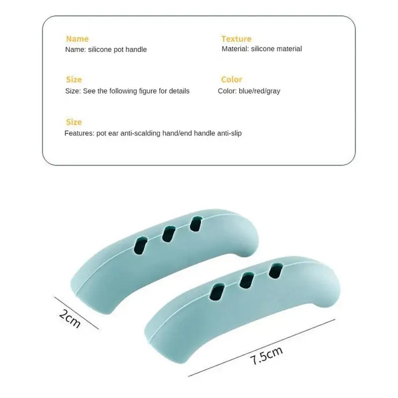 Silicone Pan Handle Cover 2/8Pcs Silicone Pan Handle Cover Heat Insulation Covers Pot Ear Clip Non-slip Steamer Casserole Pan Handle Holder Kitchen Tools