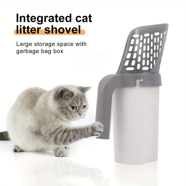 2 IN 1 Cat Litter Scoop and Bin Set, Durable PP Material, Efficient Litter Filter Design, Easy to Clean 1