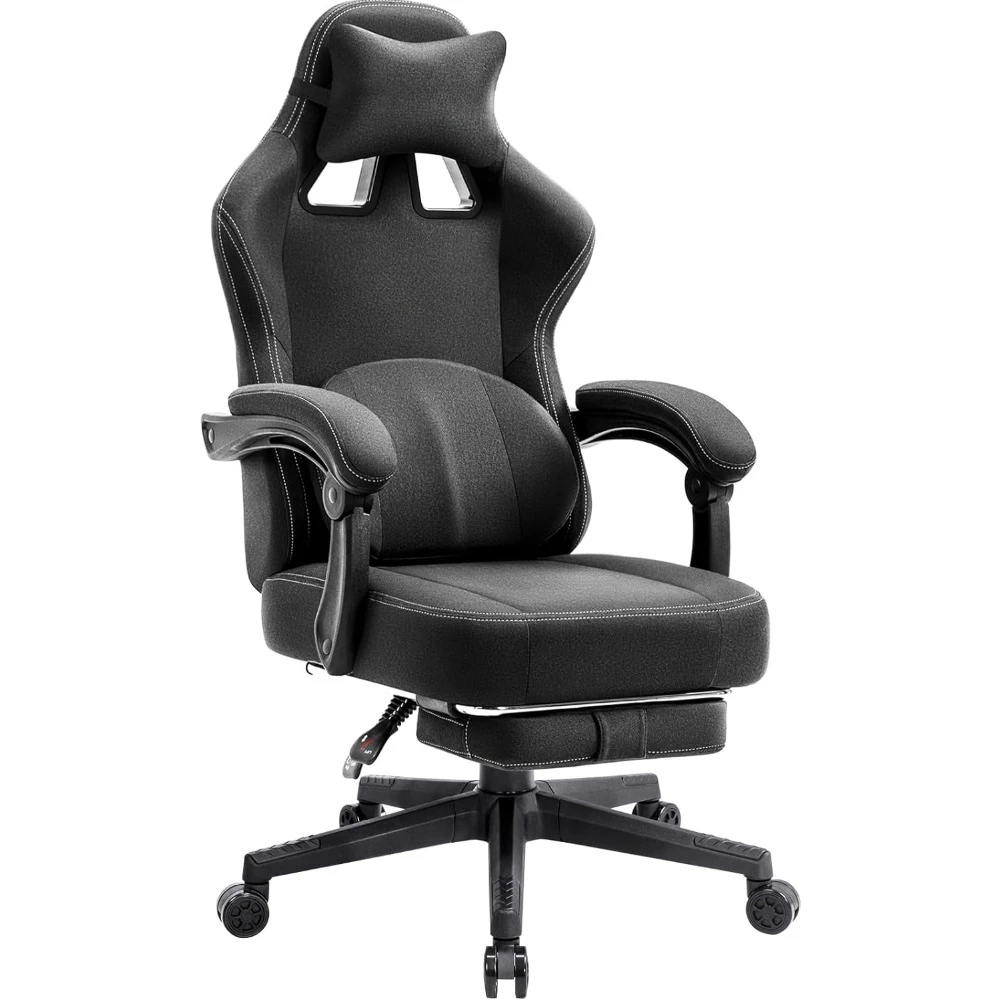 

Gaming Chair with Pocket Spring Cushion, Gamer Chair with Footrest and Lumbar Support Pillow, Computer Game Chairs for Adults