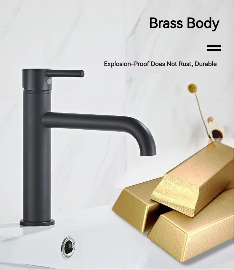 Description Picture 5 of itemBlack Painted Modern Minimalist Bathroom Single Handle Sitting Mixing Basin Metal Taps Accessories Bath Mixer Washbasin Sink Tap