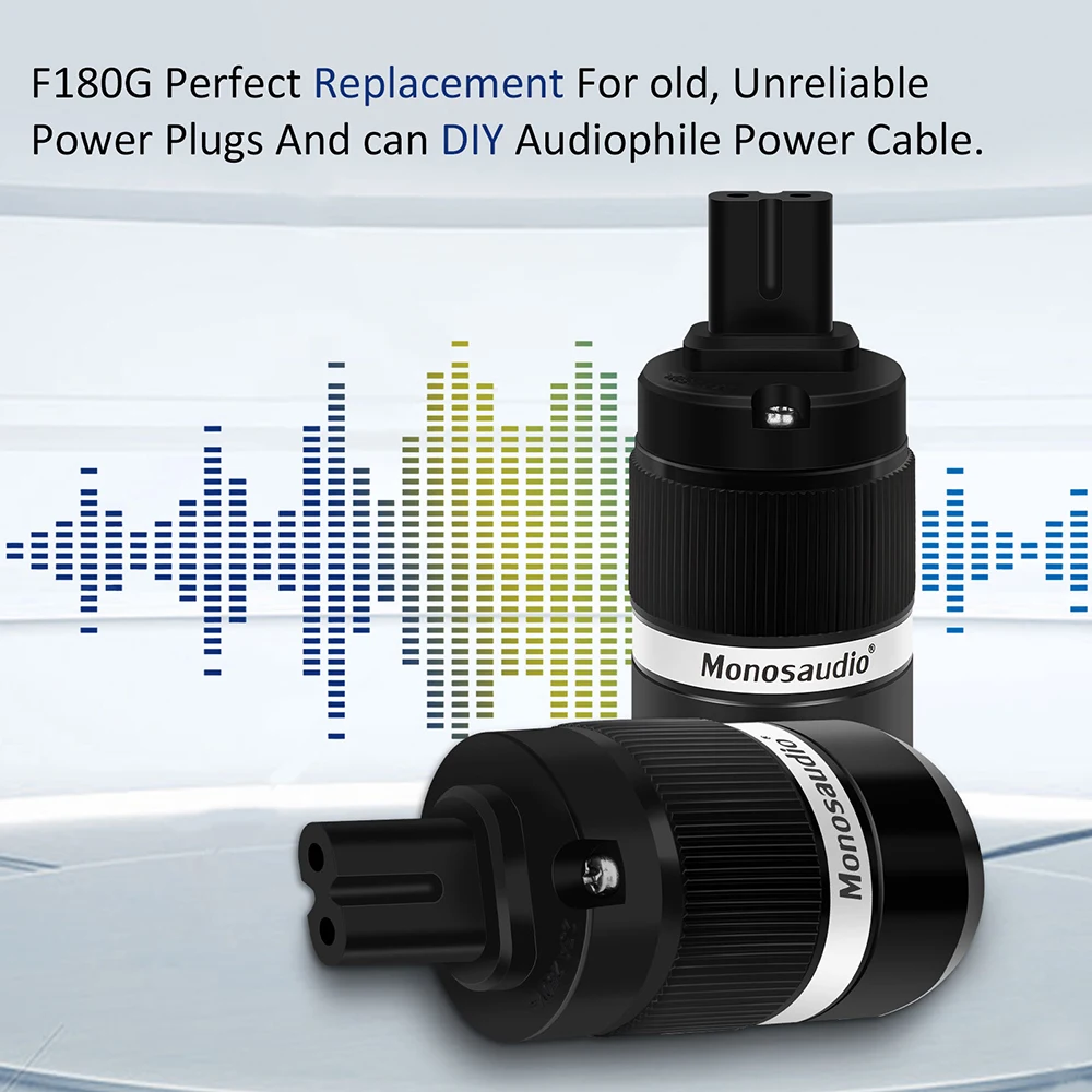 Monosaudio F180 그림 8 순수 구리 전원 플러그, 25A/250V 암 전원 커넥터, IEC320 C7 메인 암 전원 잭