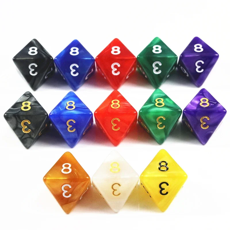 thumbnail image 1 of Juego de dados poliédricos para DND RPG, juego de mesa, enseñanza de matemáticas, D8, 10 piezas, 1 of 4