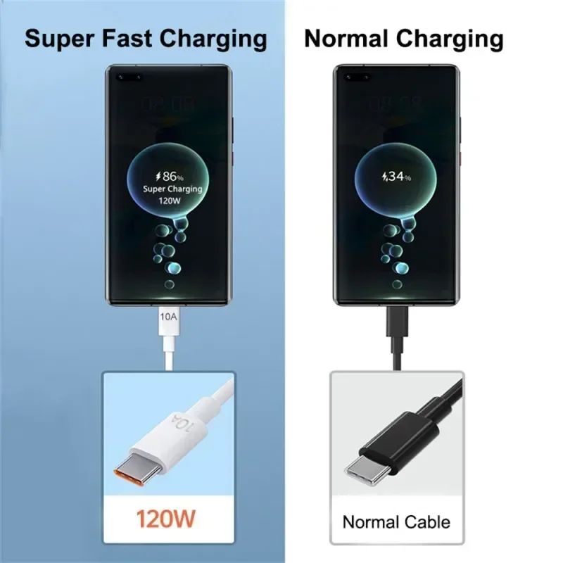 0.25M/1M/1.5M/2M 120W 10A USB To Type C Quick Charging Cable USB C Mobile Phone Data Cord Type C Super Fast Charge Data Cables