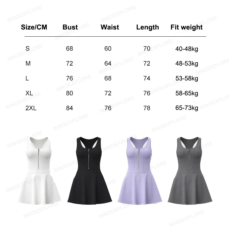 Women One Piece Dress Half Zipper Tennis Skirt Running Fitness Frock Women Casual Workout Badminton Dress Sports Skorts
