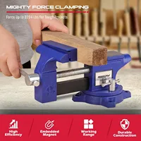 Heavy Duty Bench Vise 4.5 Inch: Table Clamp Woodworking Vice Press Drill Tools Workbench Wood Metal Pipe Work Shop Block Swivel 2