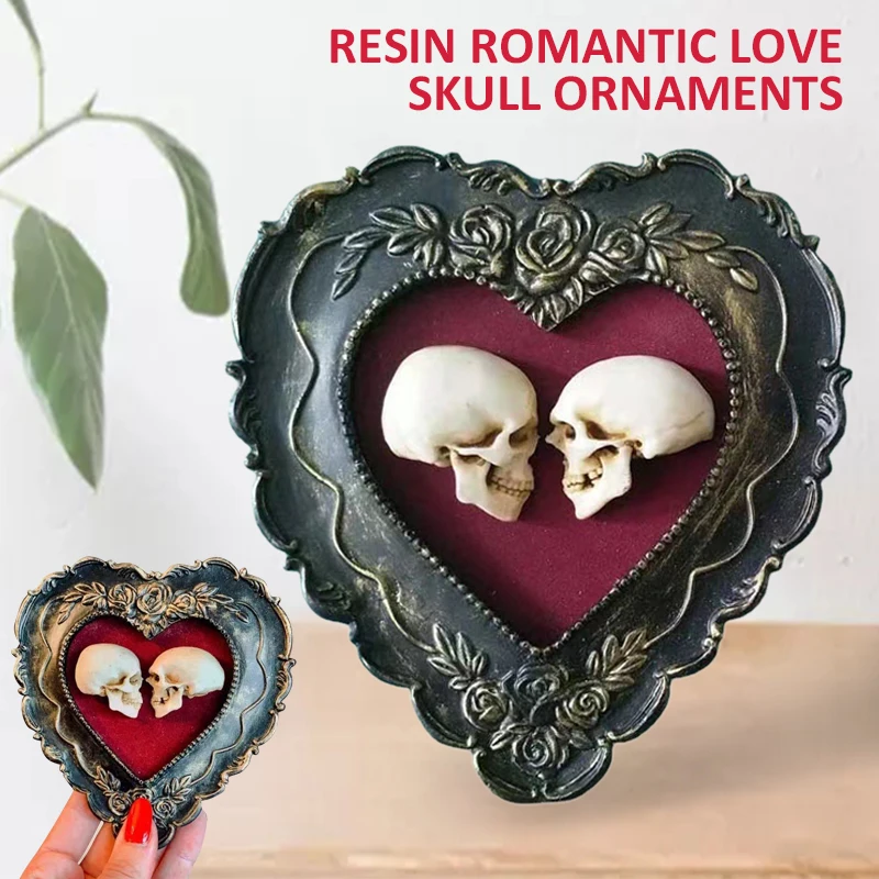 

Skull Resin Creative Eternal Heart Skeleton Ornament Resin Romantic Love Skull Ornaments Home Crafts Interior Exterior Decoratio