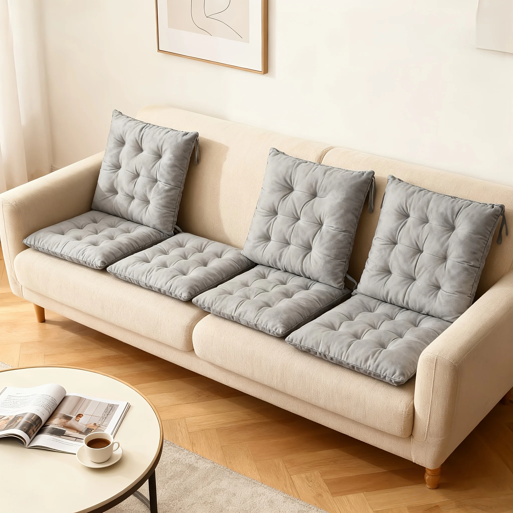 6pcs/set Square Velvet Seat Cushion Thickened Soft Cushion in Winter, Suitable for Dining Rooms Living Rooms Pillows for Bedroom