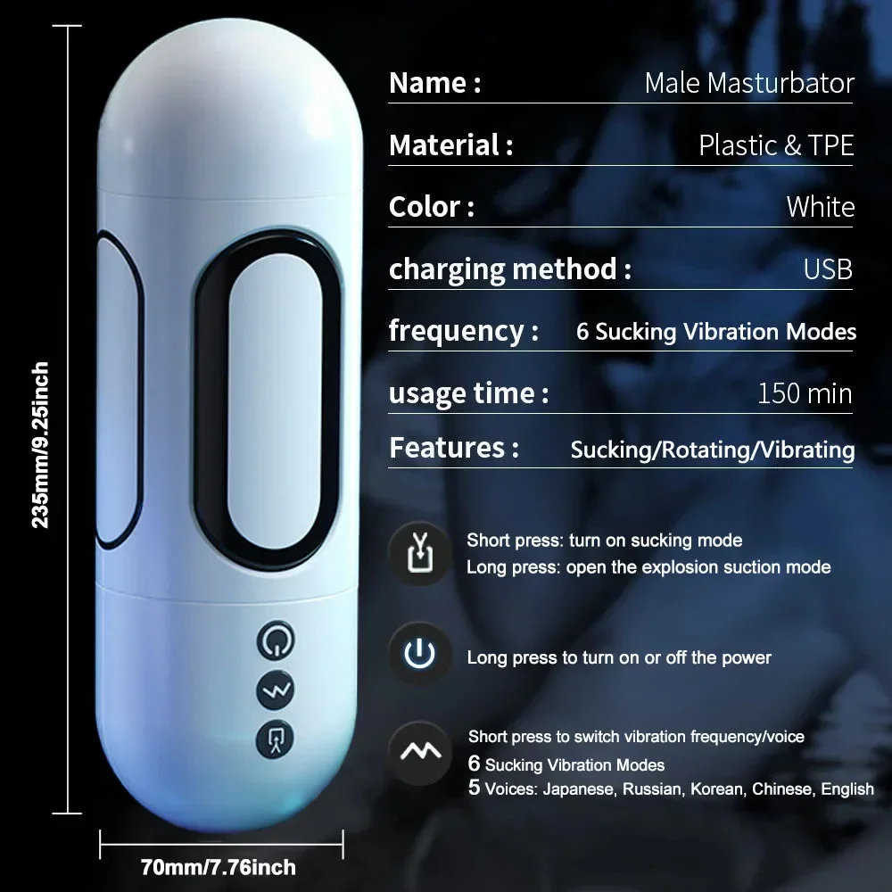 Sex Toy Male Masturbation Cup 56 Modes Sucking Vibrator Male Masturbator Cup Masturbation Machine Pussy Vaginas Sex Toys for Men Adults 18 Sexy Toys