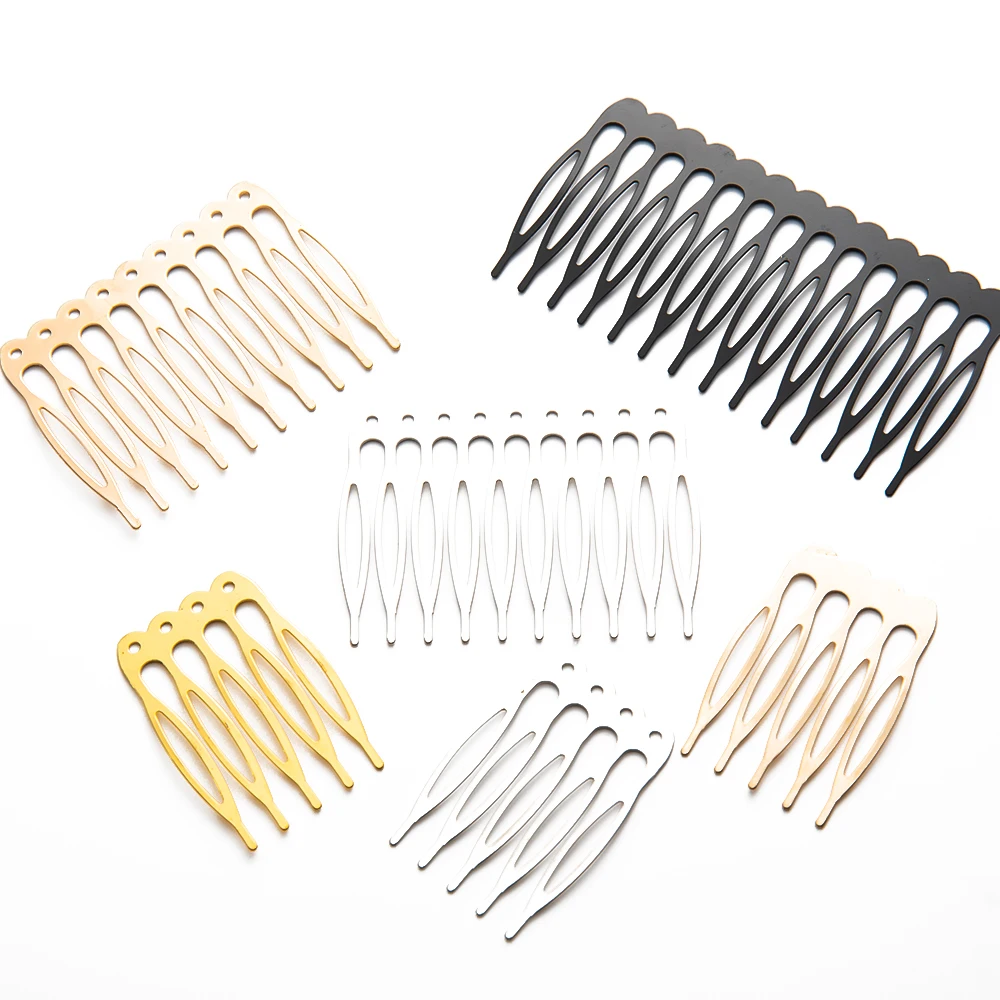 Hair Comb 10pcs 5 8 10 12 14 16 18 Teeth Metal Hair Comb Brass For Clip Women Girl Bridal Ornament Jewelry Decorative Accessories Wedding
