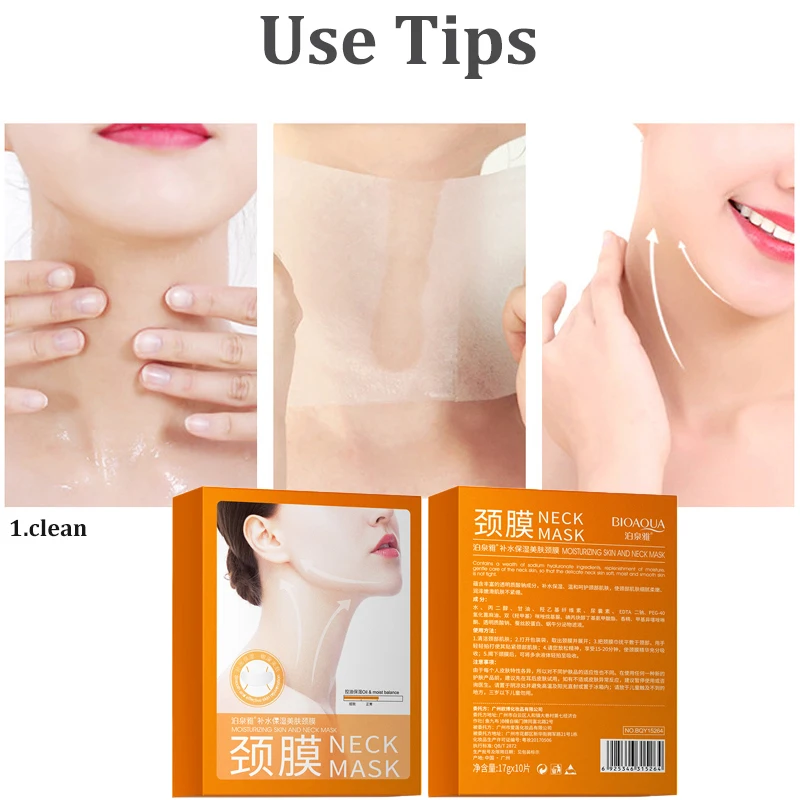 

10pcs/lot BIOAQUA Neck Mask Anti-wrinkle Tightening Hyaluronic Acid Collagen Moisturizing Whitening Neck Slimmer Neckline Mask