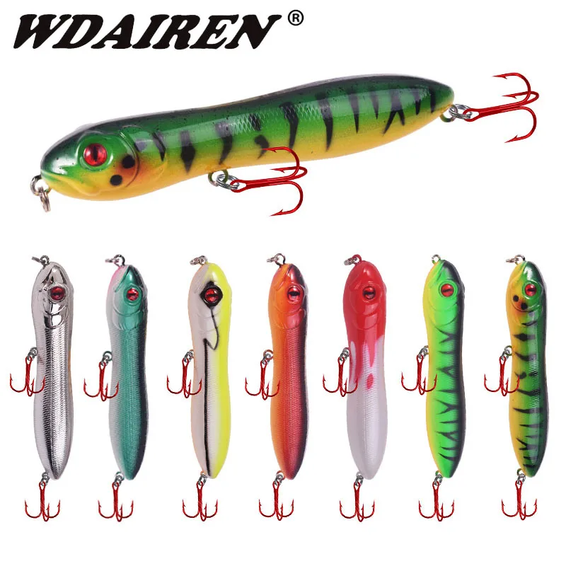 

1 Pcs Top Water Pencil​ Fishing Lure 10cm 15g Floating Snake Head Wobblers Plastic Hard Artificial Bait for Sea Bass Pike Tackle