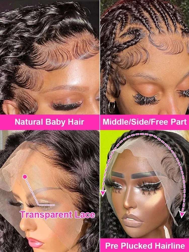 40 Inch Deep Wave 13x6 Hd Curly Lace Front Human Hair Wigs 360 Pre Plucked Lace Wig 13x4 Water Wave Lace Frontal Wigs For Women 2